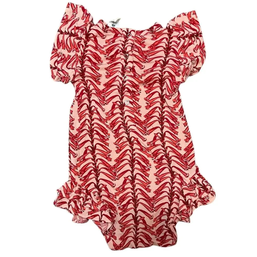 Kate Quinn Bamboo Ruffle Onesie 12-18 months Red Vine Summer Weight Bodysuit